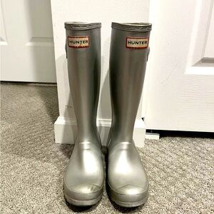 Womens Wellingtons Hunter  Classic Tall Rain Boots Metal Sz 5